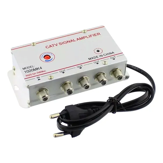Amplificador Sinal 1x4 Saídas 20db Regulagem Tv Cabo Digital