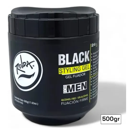 Gel Fijador Rolda Black Para Caballero 500g