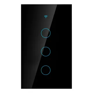Moyac Interruptor Inteligente Wi-fi De 3 Vías Negro Con Neutro