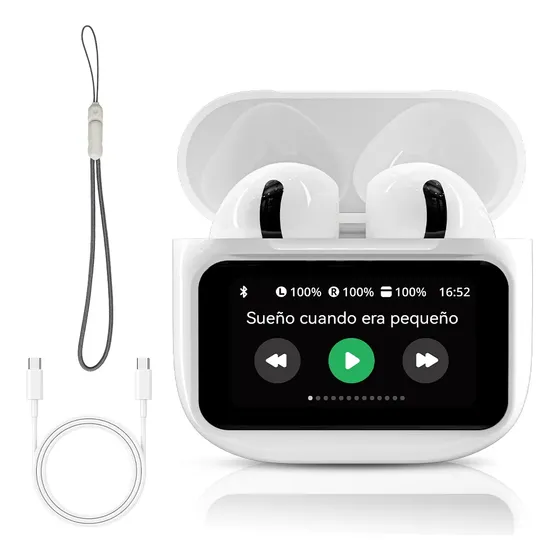 Auriculares Inalámbricos Con Display Pro Táctil Color Blanco