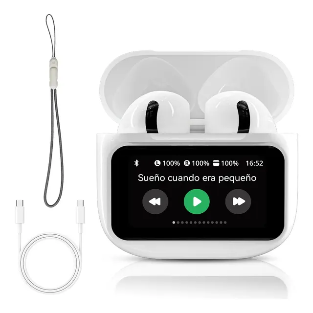 Auriculares Inalámbricos Con Display Pro Táctil Color Blanco