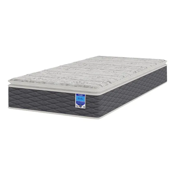 Colchão Solteiro Molas Ensacadas Individualmente 88x188x25 Pillow Top Cinza Bertha Umaflex