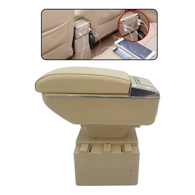 Console Apoio De Braço Universal Entrada Usb Bege Camionete