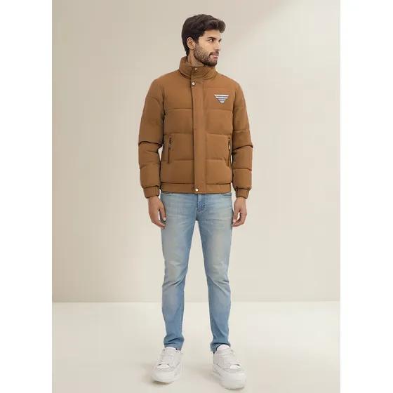 Casaca Puffer Juvenil De Plumón Para Hombre Color Camel