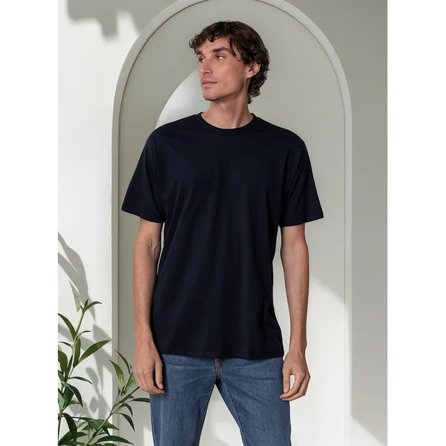 Polera Hombre Premium Cuello Redondo 100% Algodón Uv+pro