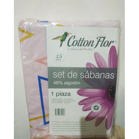 Juego De Sabanas 1 Plaza Cotton Flor Algodón Suave Rosa Claro