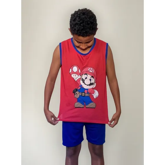 Pijama Infantil Curto Calor Regata Desenho Batman