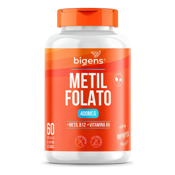 Metilfolato 60 Cps L Metil Folato Ácido Fólico Ativo Bigens Sabor Neutro