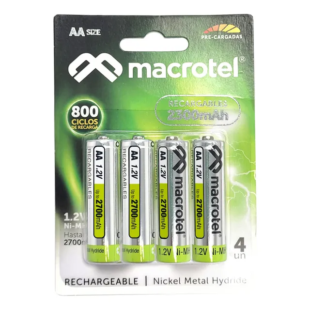 Pilas Recargables Macrotel Aa 2700mah Pack De 4