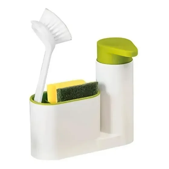 Dispensador De Jabón Lavalozas Lavaplatos Y Porta Esponja Color Blanco