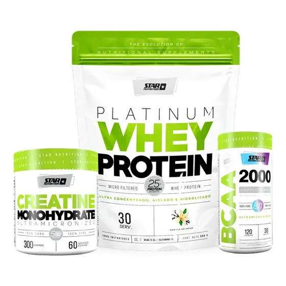 Combo Crecimiento Muscular (whey Protein+creatina+bcaa 2000) Sabor Vainilla