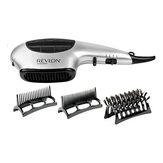 Secador De Cabello Revlon Con Herramientas 3 En 1 Cepillos Plomo
