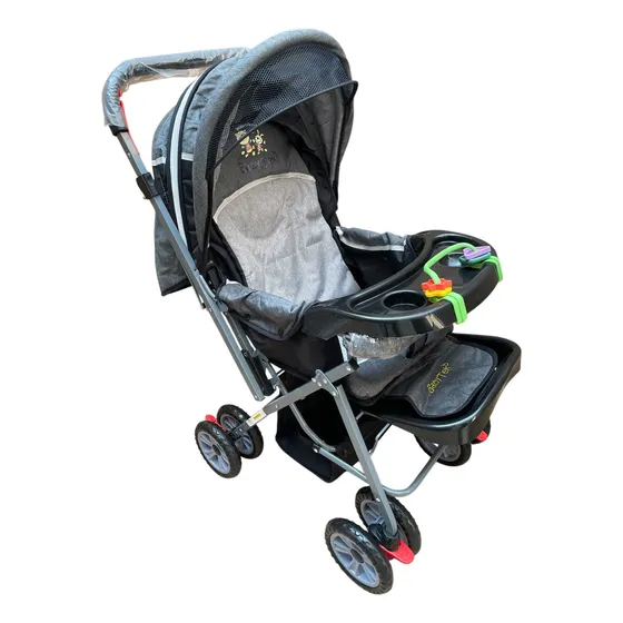 Carreola Para Bebe , Reversible , Porta Bultos Techo Copleto Gris Oscuro Gris