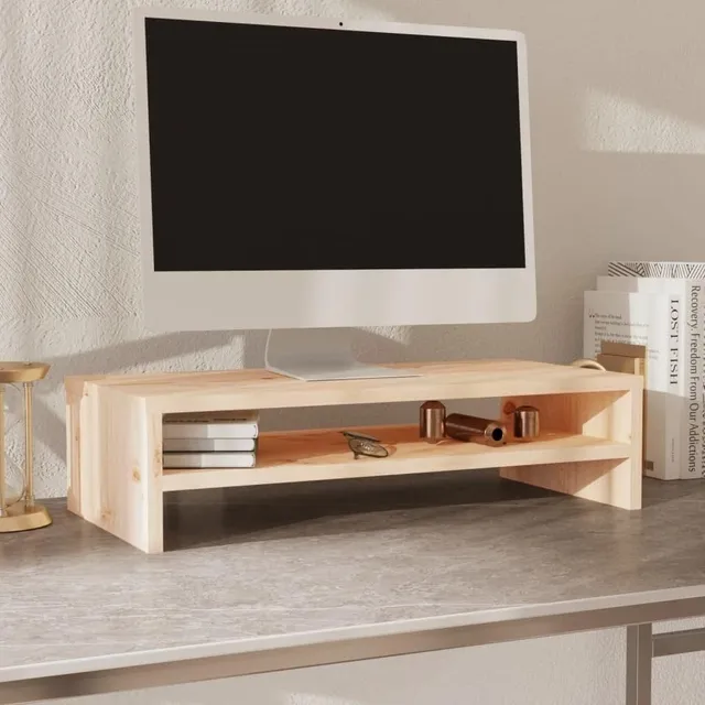 Soporte Base Elevador Para Monitor Madera Pino Color Natural