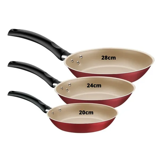 Kit 3 Frigideiras Antiaderente Tramontina Grandes 20, 24, 28