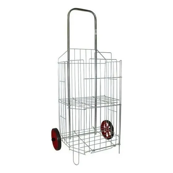 Carrinho De Feira Compras Cano Longo Dobravel Csk 004 Cor Prateado