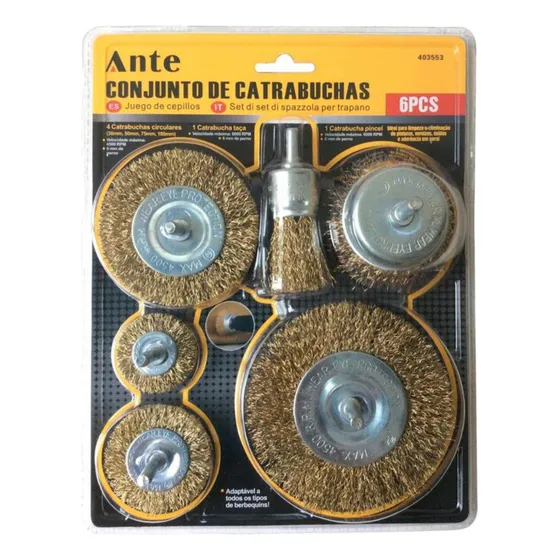 Cepillo Grata Escobilla De Acero Para Taladro En Set 6pcs