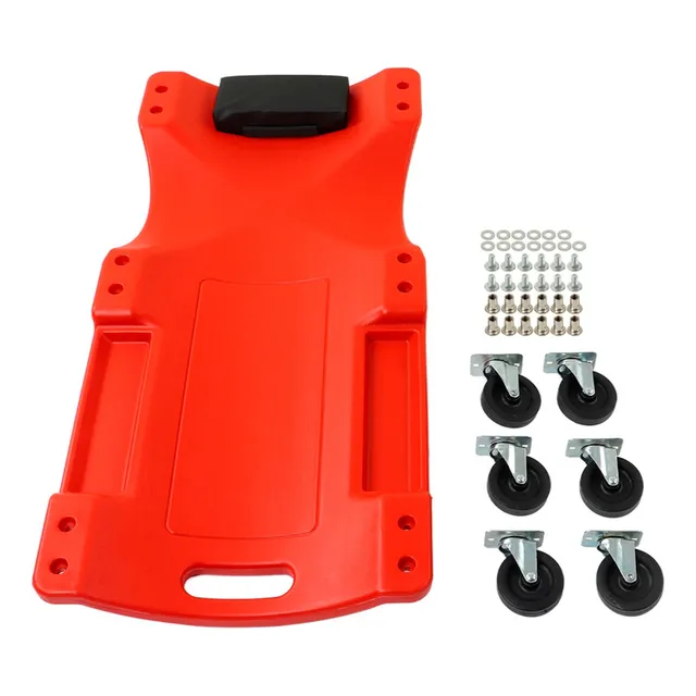 Camilla Para Mecánicos De Plastico 6 Ruedas Roja
