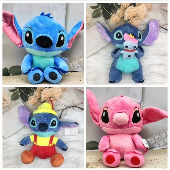Docena Peluche Stitch Azul Y Rosado Suave Importado 22 Cm