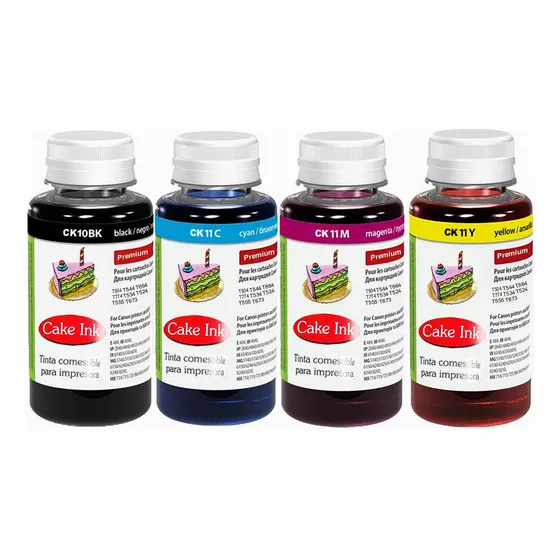 Tinta Comestivel Arroz P/ Impressora Epson Canon Hp 4x 500ml Tinta Black Magenta Cyan Yellow