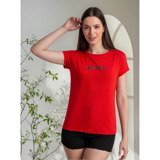 Remera Onyx Basica Viscosa Lycra Con Estampa Memory Mujer