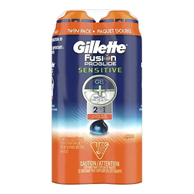 Gillette Fusion Proglide Gel De Afeitar 2 En 1, Sensible, Paquete Doble 12 Onzas