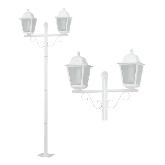 Poste De Jardim Duplo 2 Metros Colonial Vintage Retrô L117 Estrutura Branco