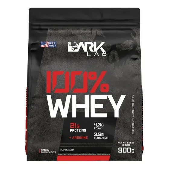 Whey Protein Concentrado 100% 900g Refil Dark Lab Sabor Chocolate