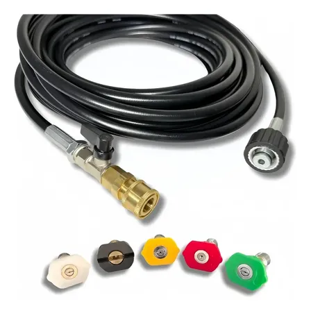 Bico Registro Engate Rápido 10mt Mangueira Para Karcher Hd585 K5 K3.30, Kit Mangueira 10 Metros Com Sistema De Registro E Engate Rápido Com Bicos Coloridos Para Karcher Hd585 K3.30 Preto