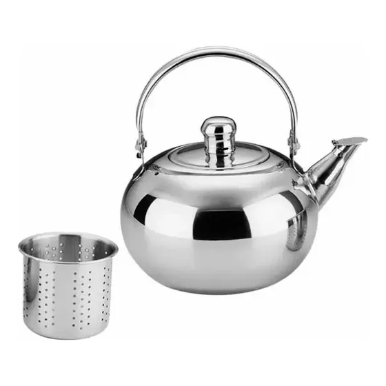 Tetera Acero Inoxidable Preparar Té Infusor 600ml - Norplat Color Plateado