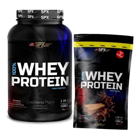  Whey Protein 100% Proteína Tarro + Repuesto Doy Pack Spx  