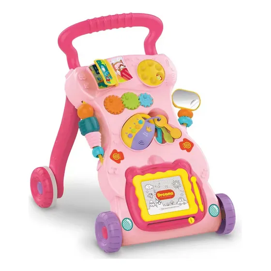 Caminador Andador Musical De Bebé Juegos Actividades Huanger Color Rosa