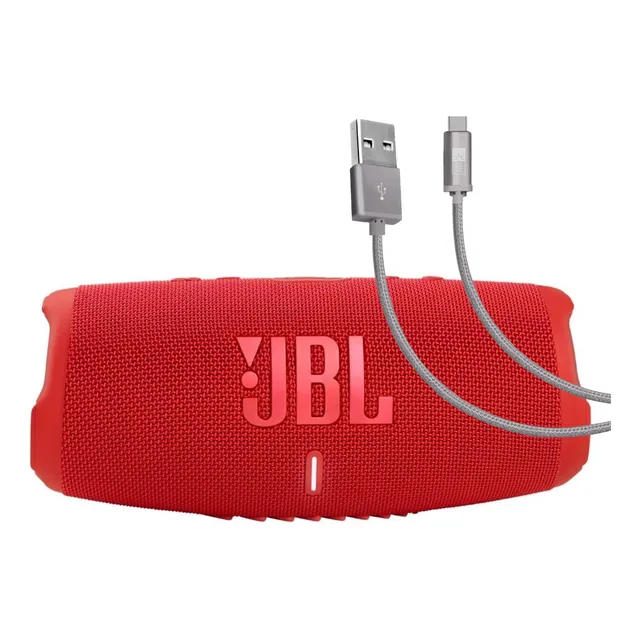 Altavoz Jbl Charge 5 Rojo Con Cable Usb Tipo C De Case Logic