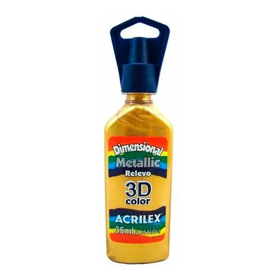 Tinta Dimensional Relevo 3d 35ml Metálico - Acrilex Cor 598 Dourado Solar