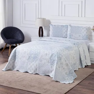 Kit Cobre Leito Queen 3pç Colcha Bouti Dupla Face Estampado Kit Cobre Leito Queen 3pç Colcha Bouti Dupla Face Estampado
