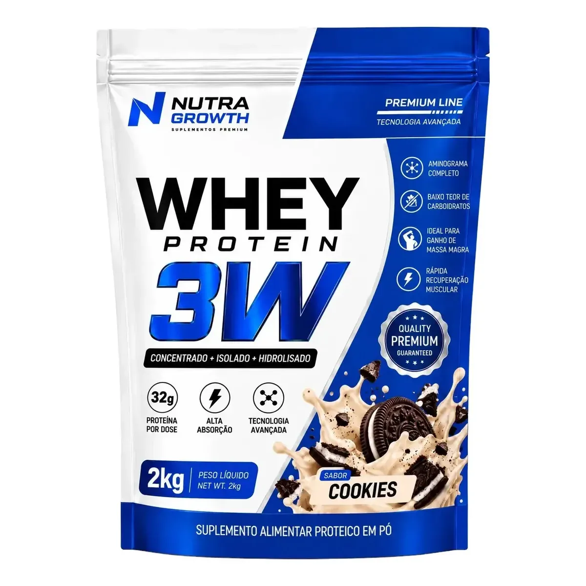 Whey Protein Concentrado 1kg Growth Supplements - Natural — foto 4