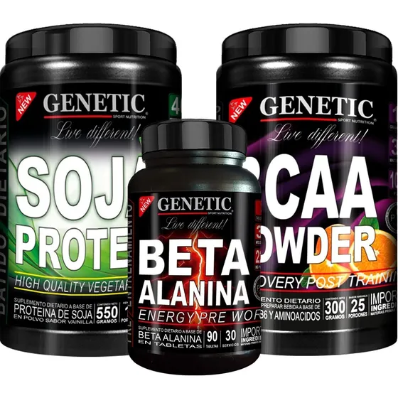Batido Vegano Soja Proteina Aminos Bcaa Beta Alanina Genetic Sabor Vainilla