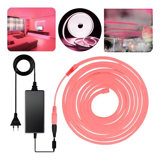 Tira Led Neon Flexible 5 Metros Manguera Luces Rosa