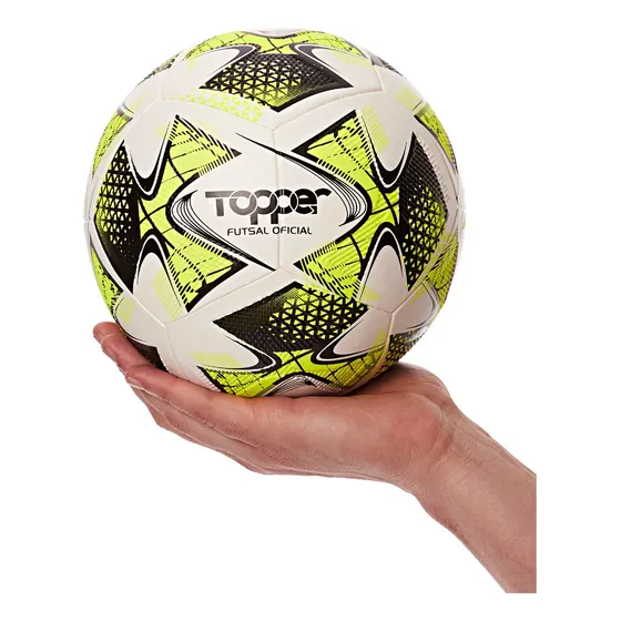 Bola De Futebol Society 22 Cor Branca Com Detalhes Em Amarelo E Preto Topper