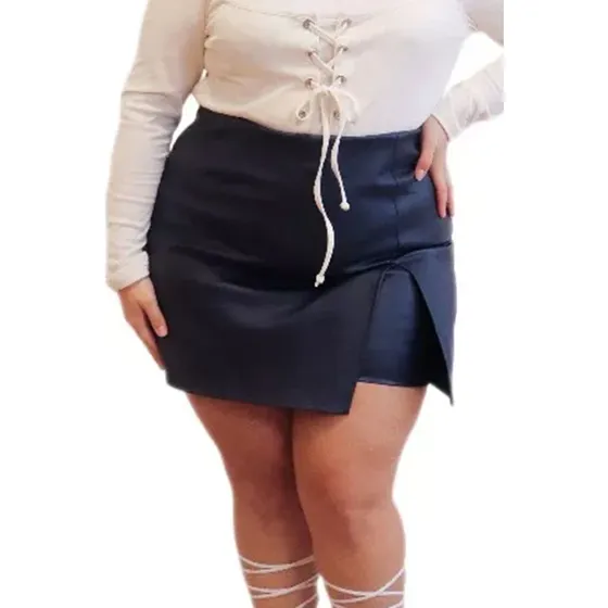 Pollera Pantalon Short Engomado Mujer Talle Grande Moda