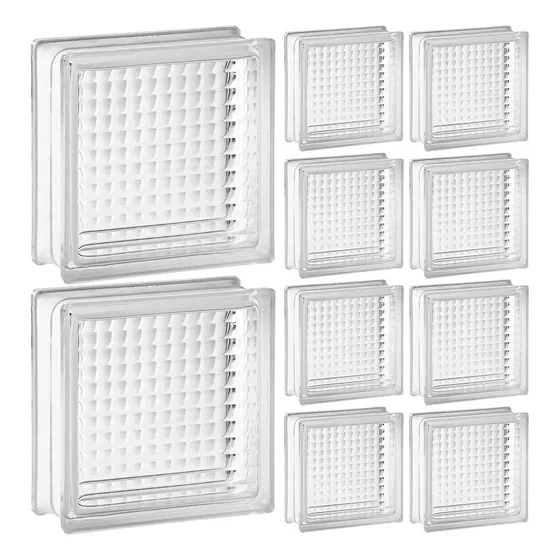 Kit 10 Tijolos Bloco De Vidro Transparente 19x19x8 Rajadas