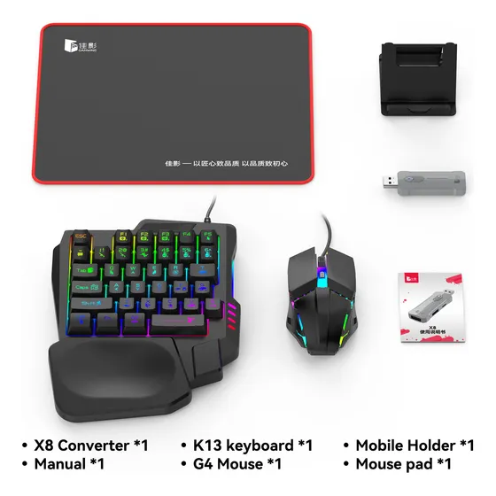 Mini Teclado Gamer Mouse Y Convertidor Para Teléfono Celular