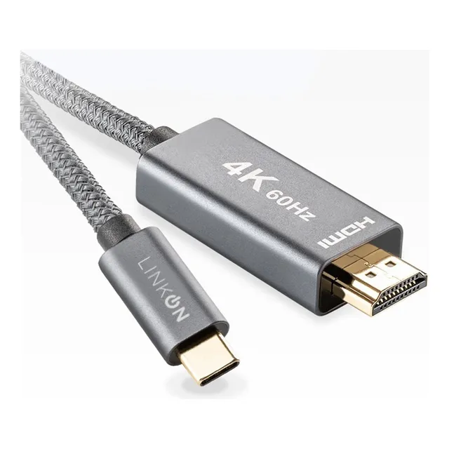 Cable Adaptador Usb C A Hdmi V2.1 4k 60hz Trenzado Oro 2mt Linkon