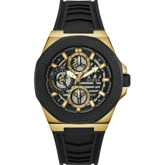Reloj Guess Gw0577g2 Para Hombre Fechador Doble Am/pm Color De La Malla Negro Color Del Bisel Negro Color Del Fondo Negro