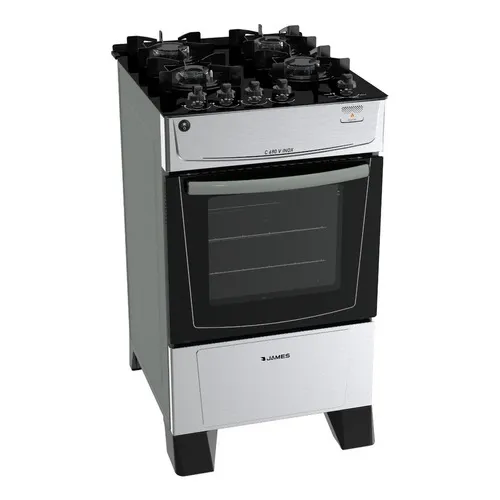Cocina Gas Vidrio Templado James C 690 V Inox - Laser Tv