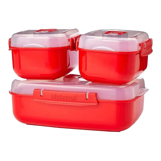 Set De 3 Contenedores Plastico Resistentes Para Microondas