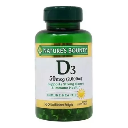 Vitamina D3 Nature's Bounty 50mcg Suplemento X350 Capsulas