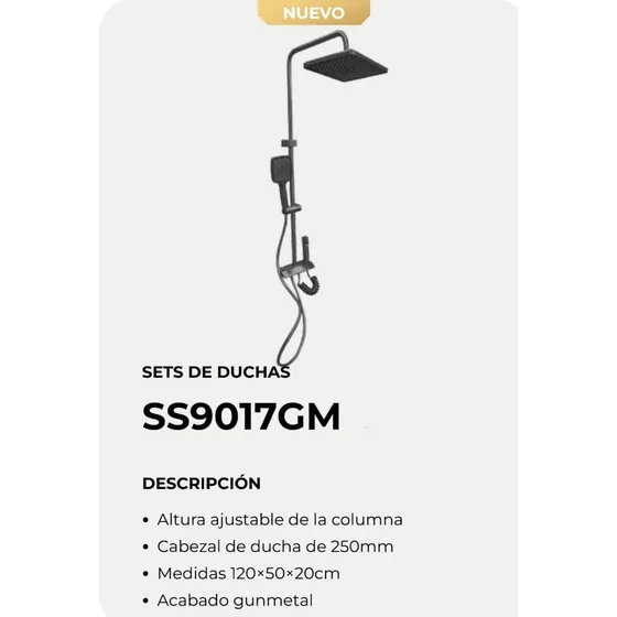 Vitt Panel Set Ducha Gun Metal Con Telefonera 9017gm