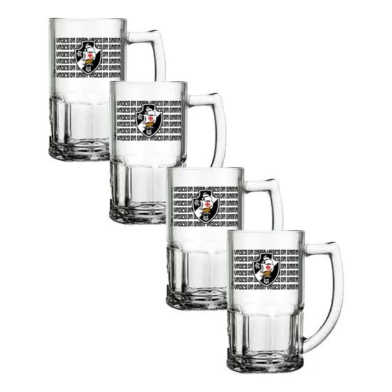 Kit 4 Canecas Oficial Do Vasco 340ml