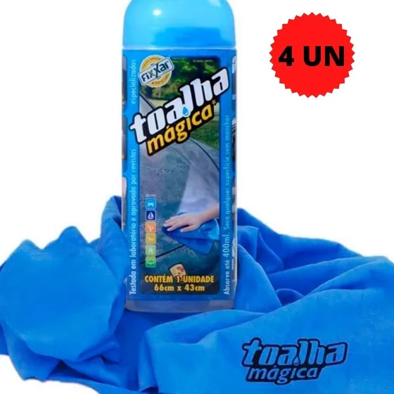 Kit 4 Toalhas Secagem Rápida Enxuga Seca Carro Moto Vidros